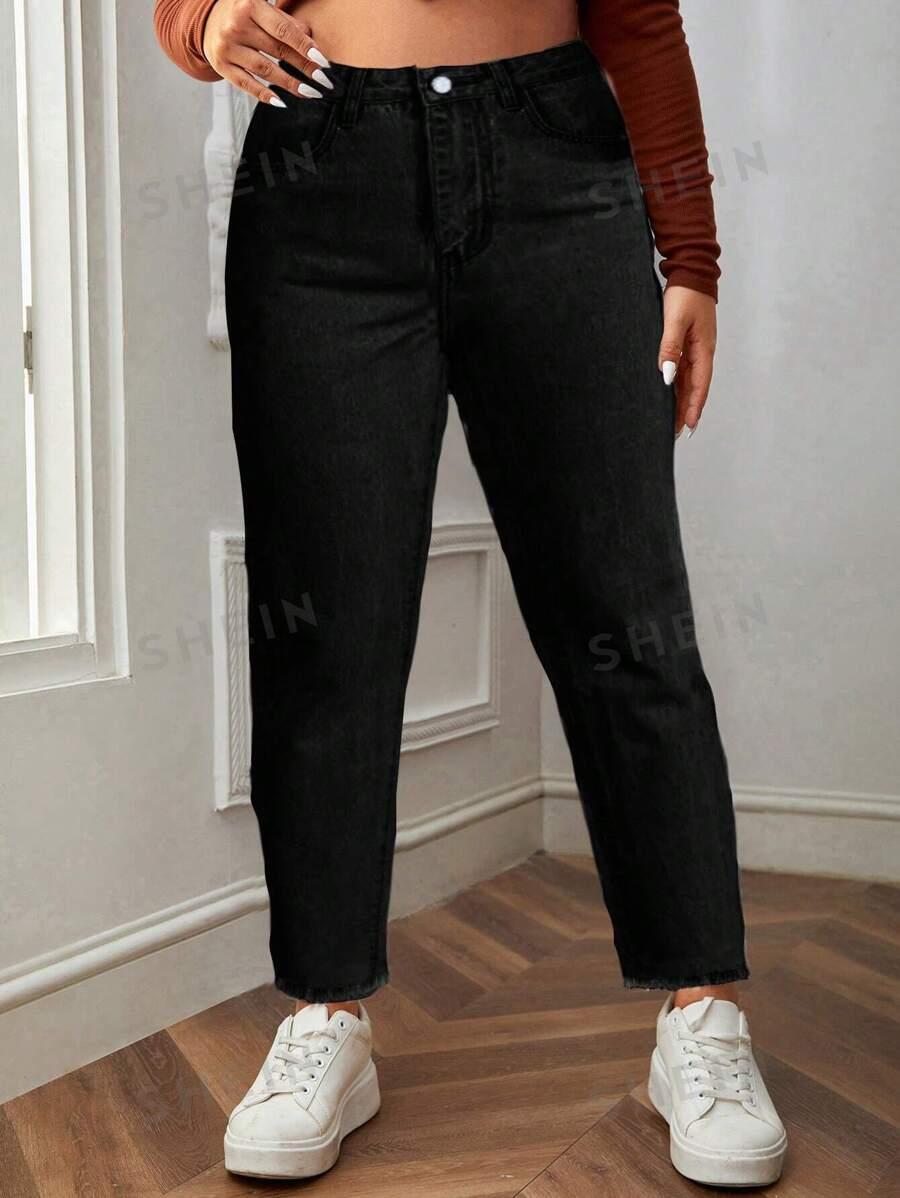 czarne proste spodnie jeans