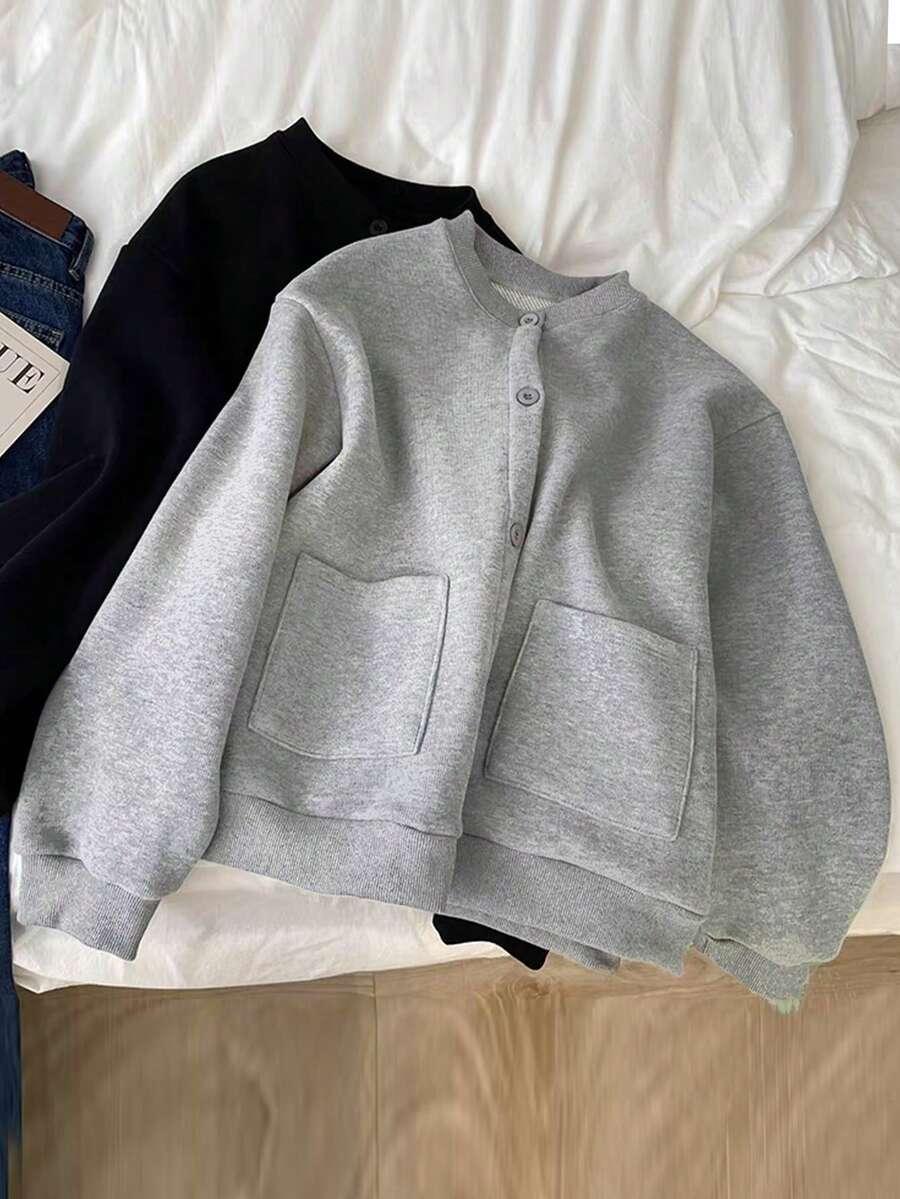 szara bluza bomber guziki