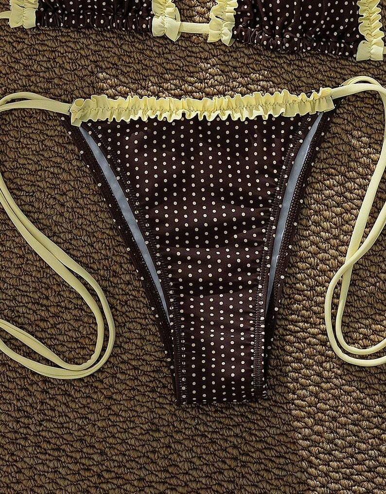 brązowy dół od bikini groszki
