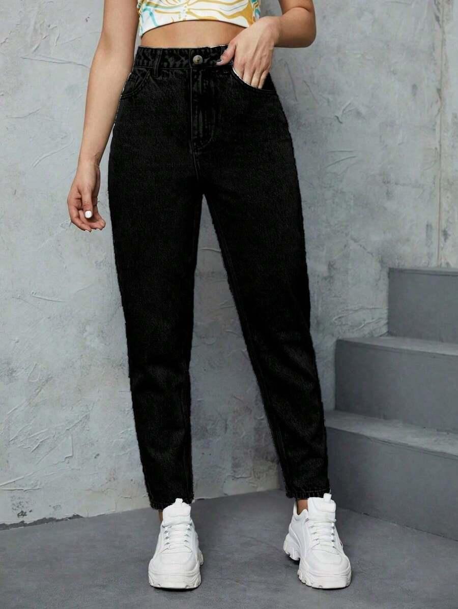 CZARNE SPODNIE JEANS 