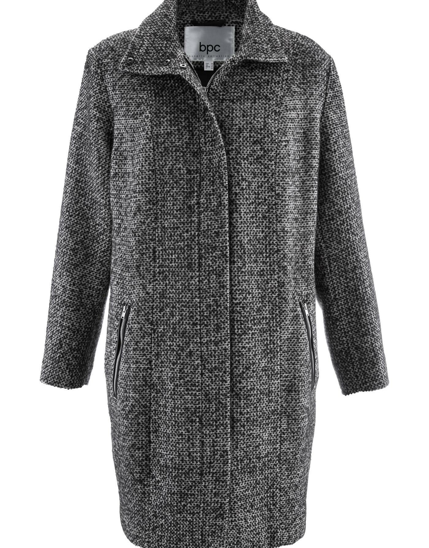 ELEGANCKI PŁASZCZ PLUS SIZE  MELANŻOWY  JEDNORZĘDOWY
