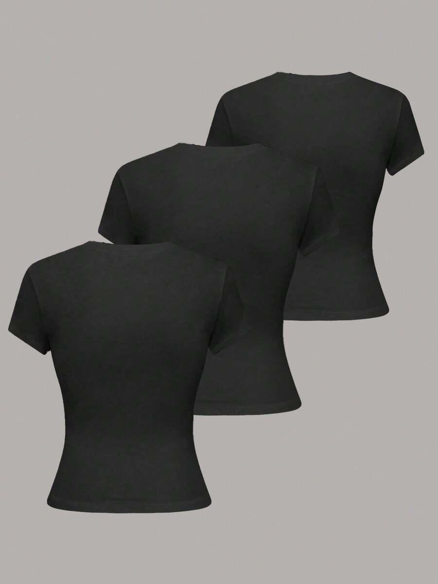 czarny t-shirt 3-pack