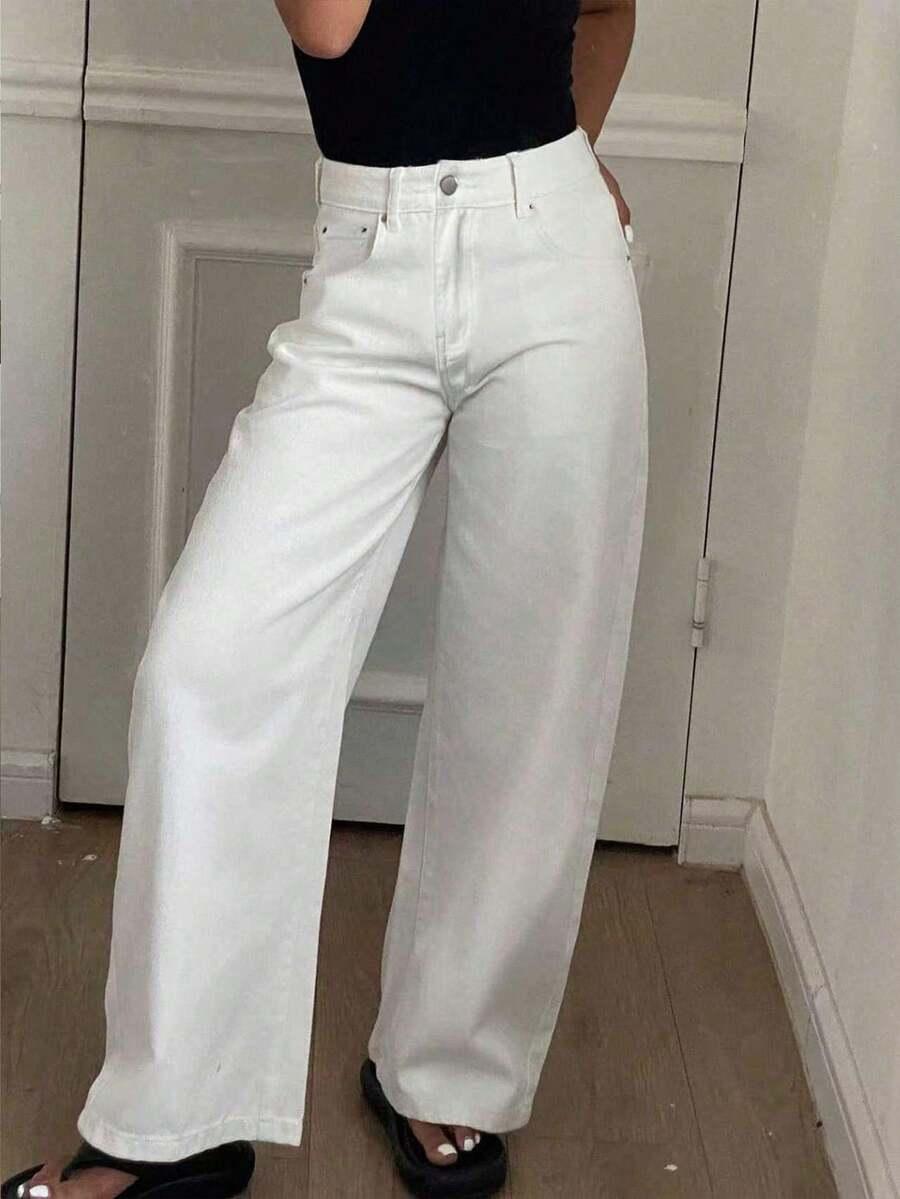 BIAŁE SPODNIE JEANS