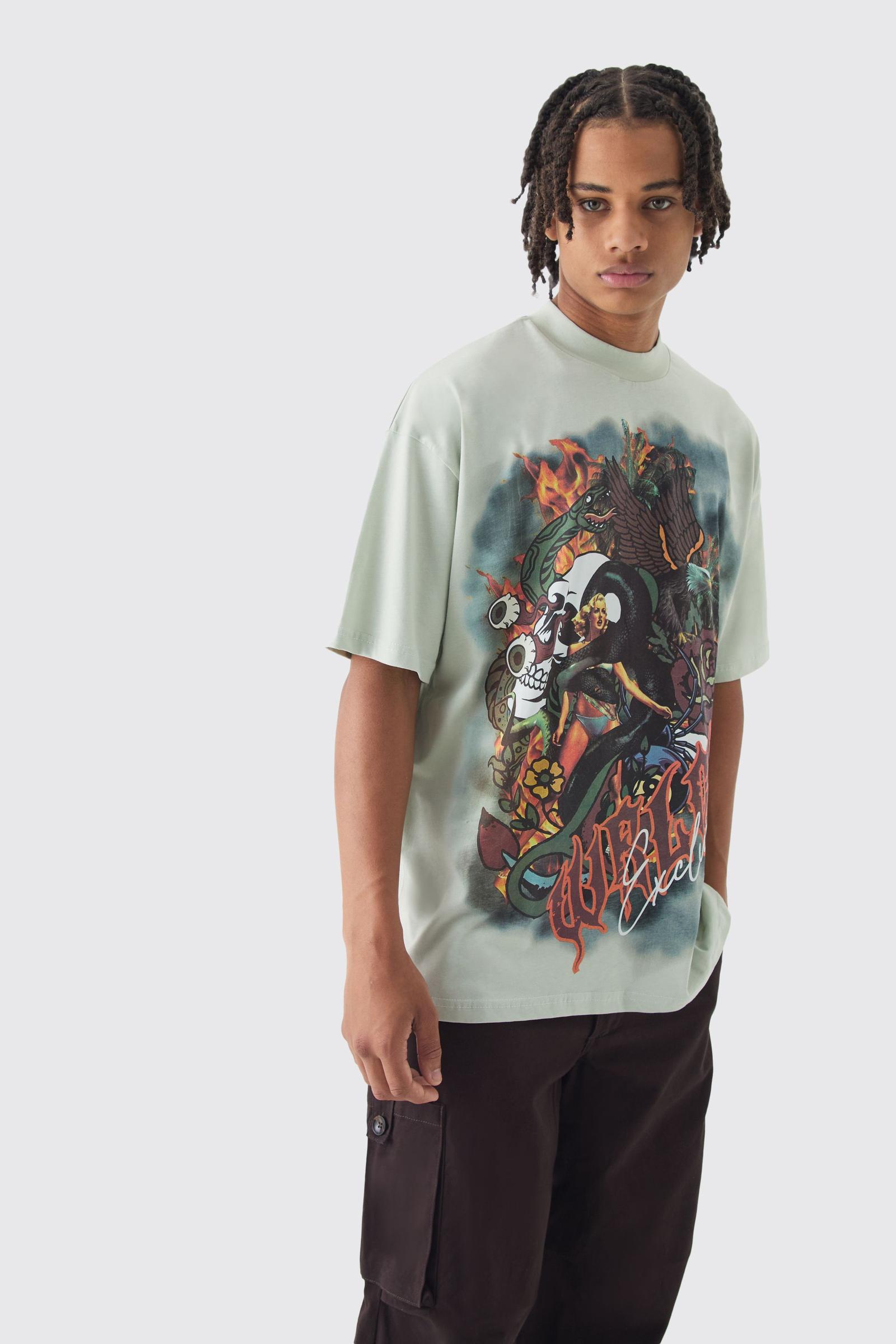ZIELONY T-SHIRT NADRUK