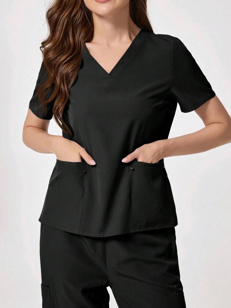 czarna bluzka v-neck