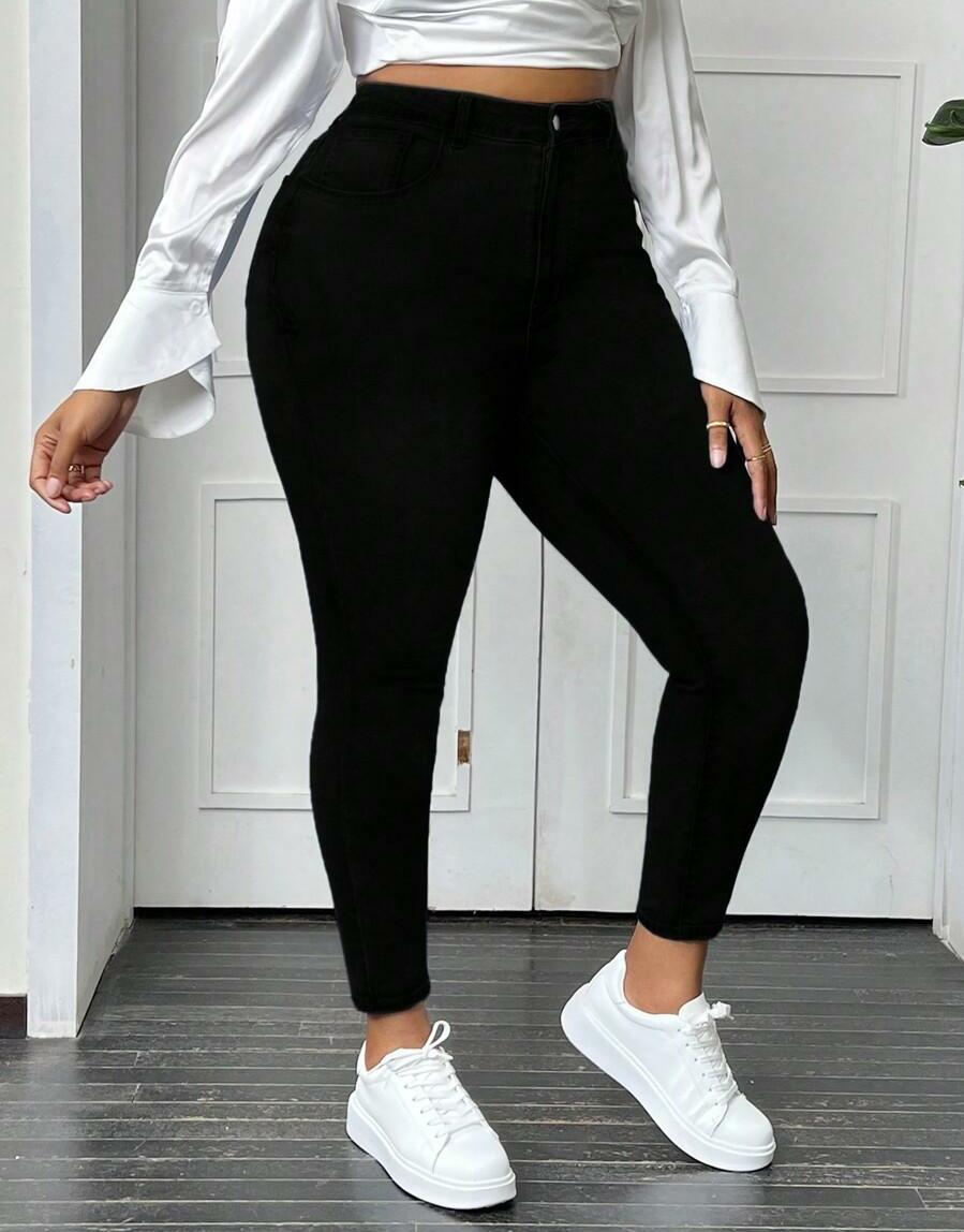CZARNE SPODNIE JEANS 