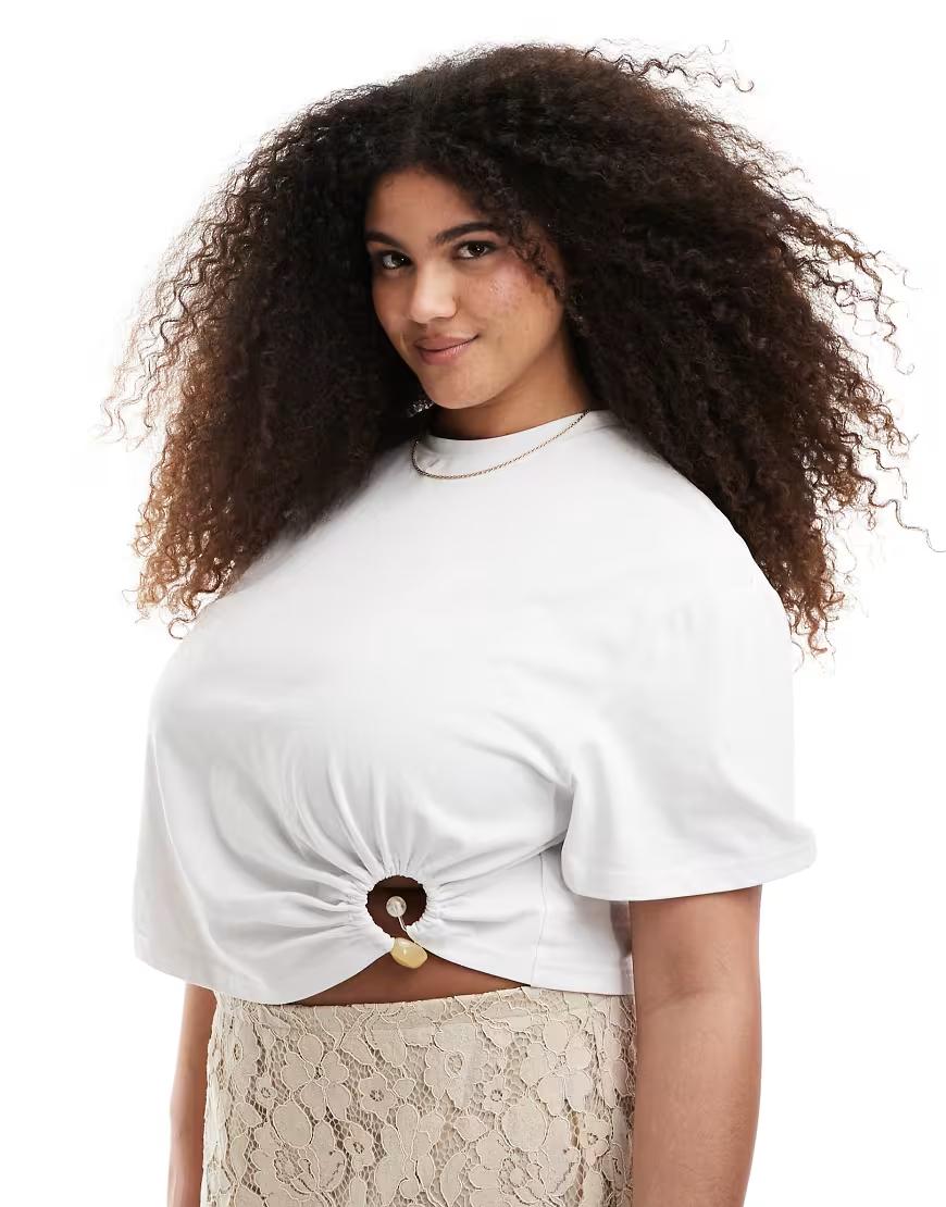 BIAŁY T-SHIRT OZDOBA
