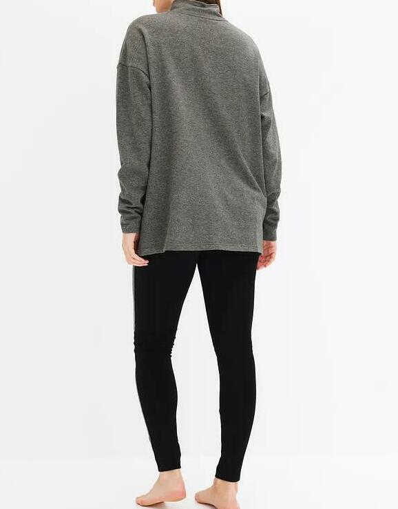 SZARA LUŹNA BLUZA Z ZAMKIEM 