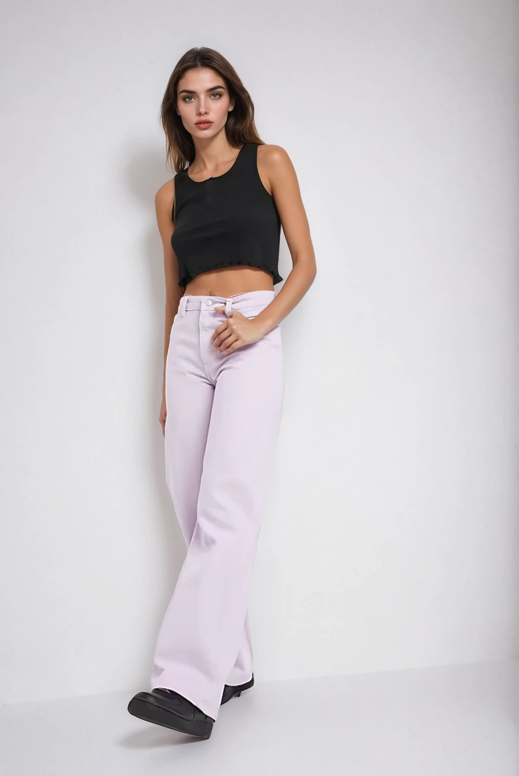 fioletowe spodnie jeans