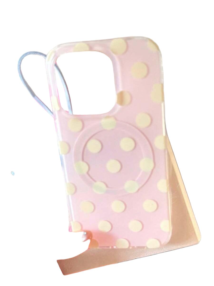 różowe etui groszki iPhone