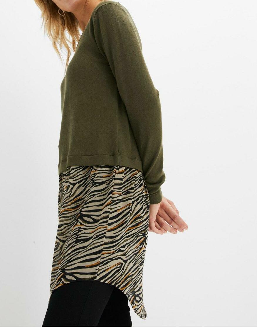 SWETER ZE WSTAWKĄ KOSZULOWĄ