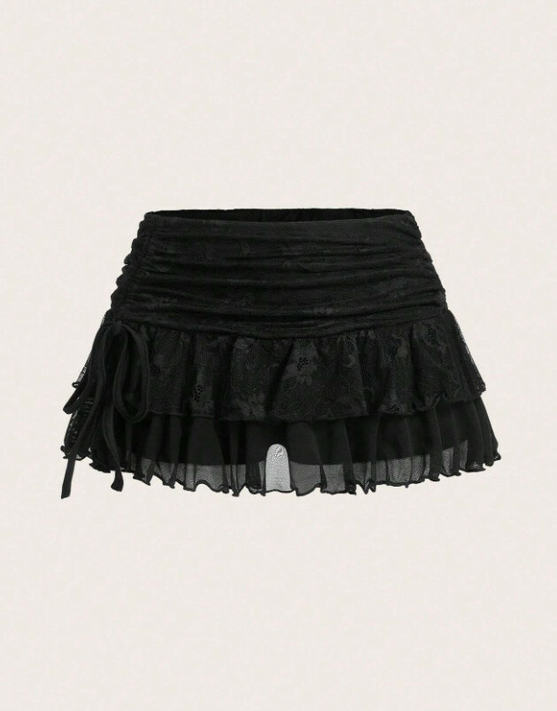 CZARNA MINI SPÓDNICA KORONKA