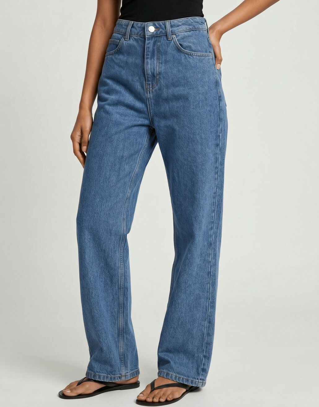 NIEBIESKIE SPODNIE MOM JEANS WYSOKI STAN