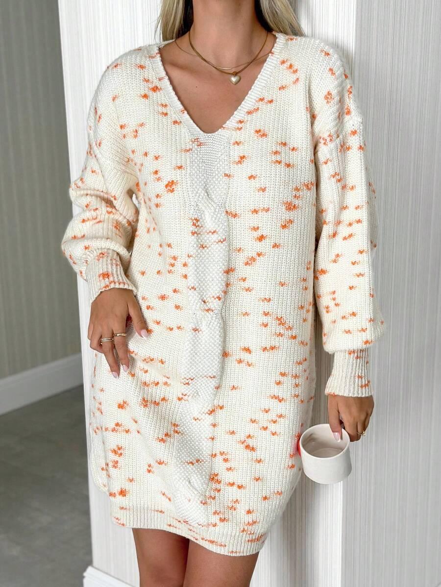 DZIANINOWA SUKIENKA V-NECK 