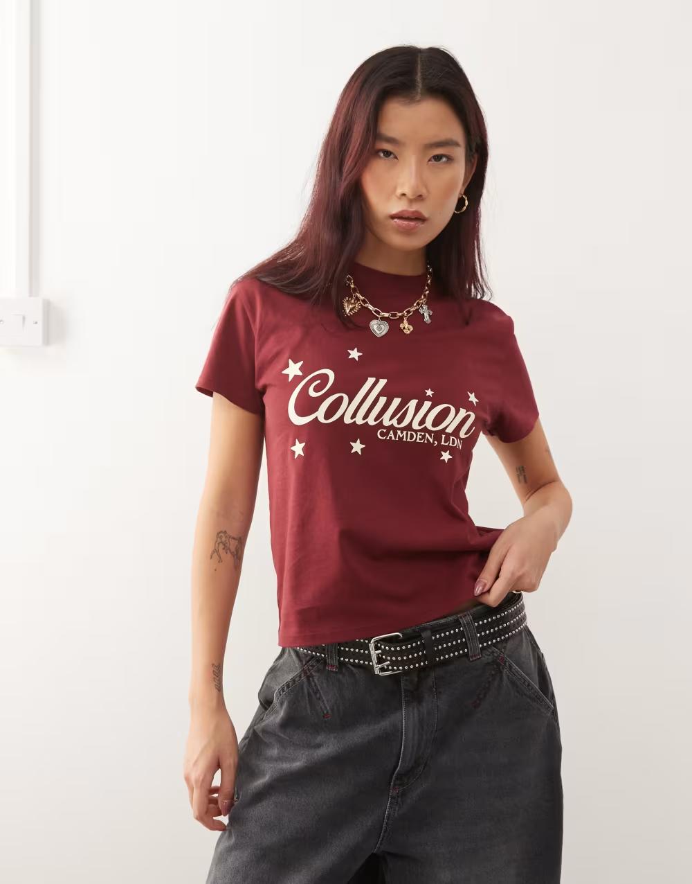 CZERWONY T-SHIRT OKRĄGŁY DEKOLT