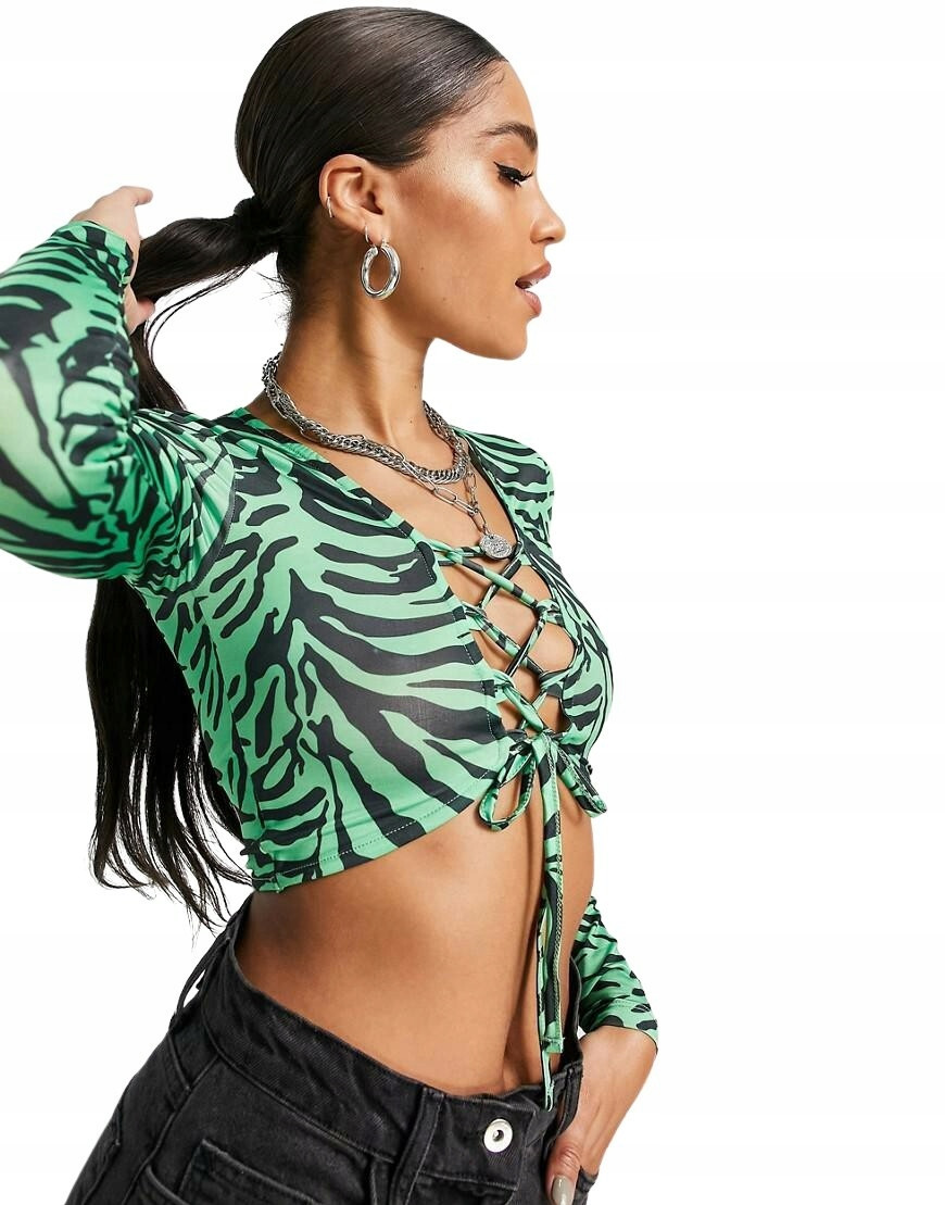 ZIELONY TOP ANIMAL PRINT