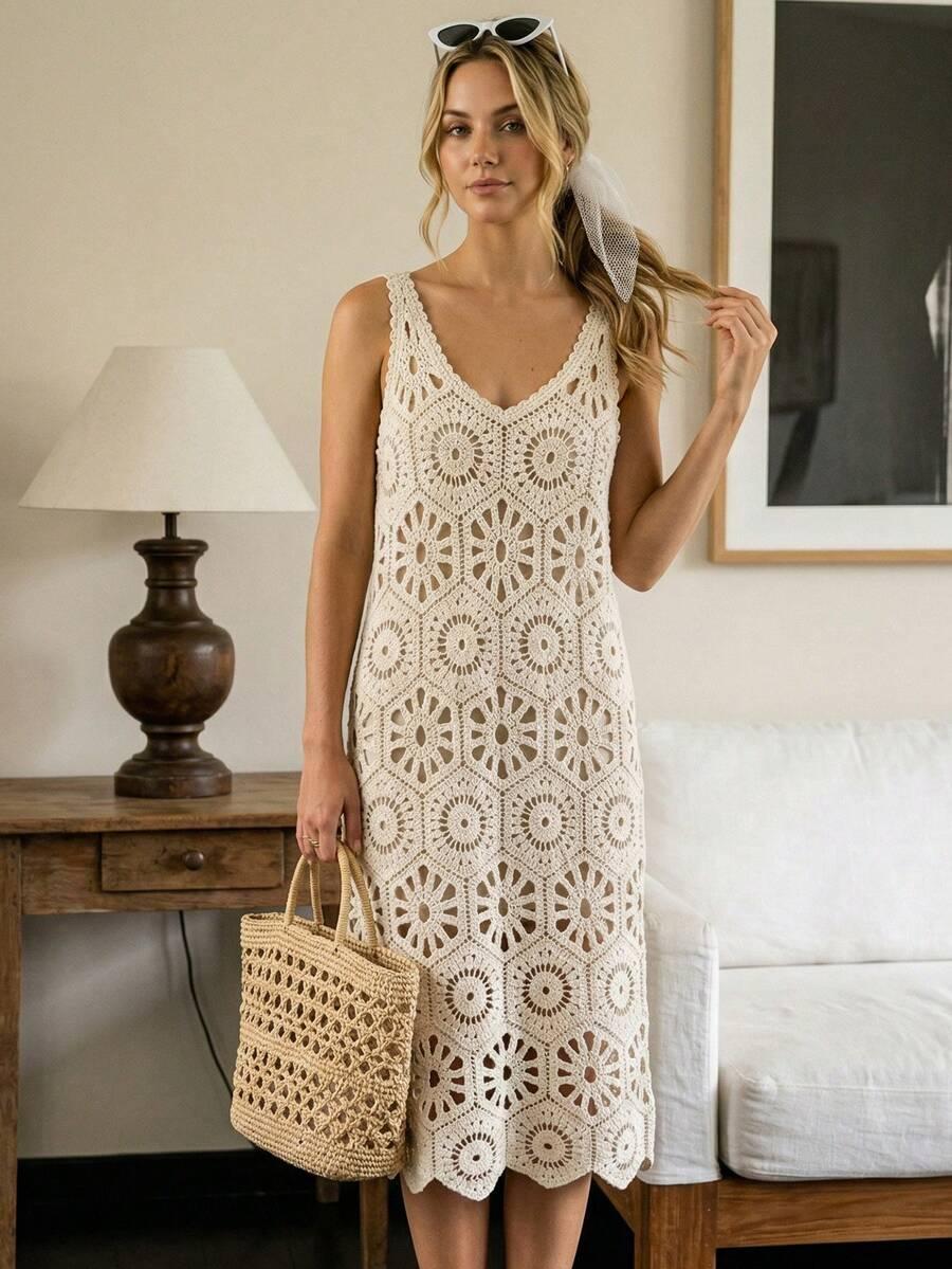 szydełkowa sukienka tunika plażowa boho