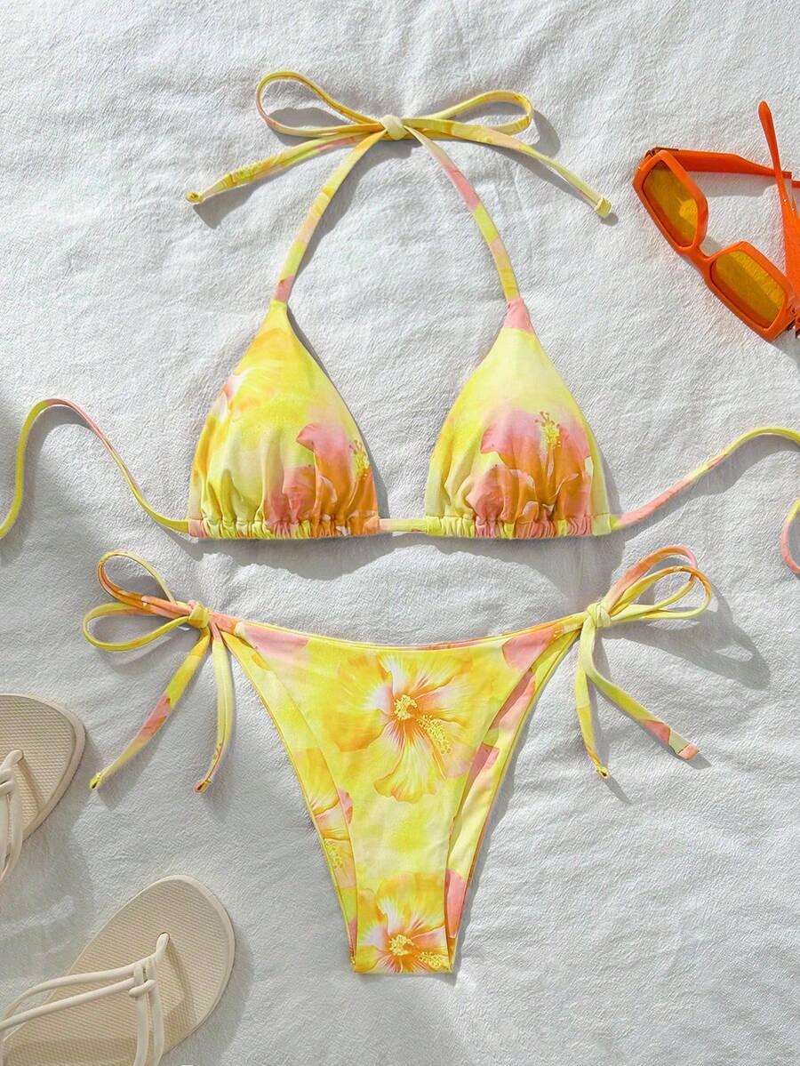 bikini komplet wzór kwiaty
