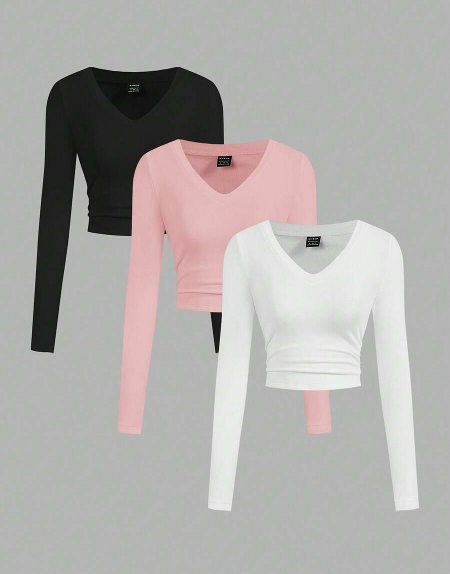 ocieplana bluzka v neck marszczenie