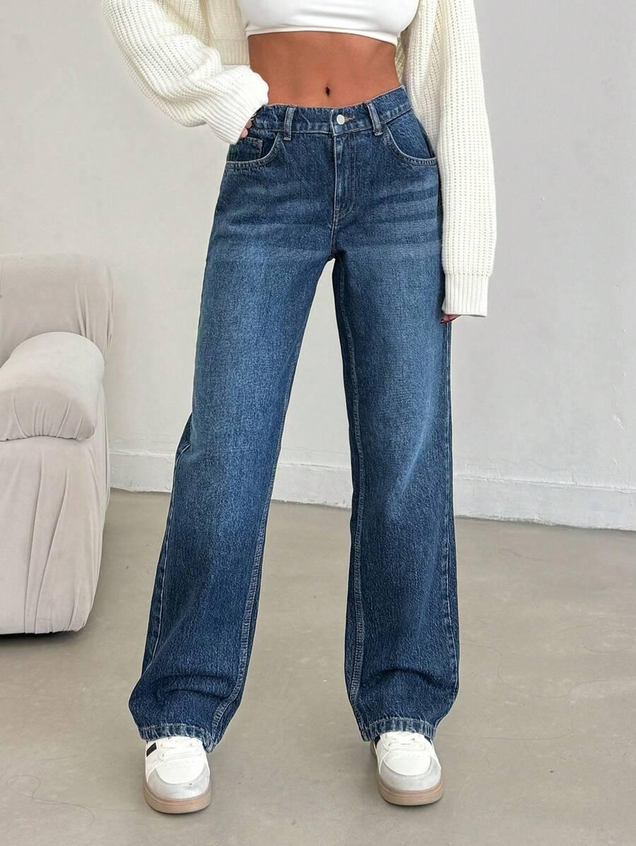NIEBIESKIE PROSTE JEANSY