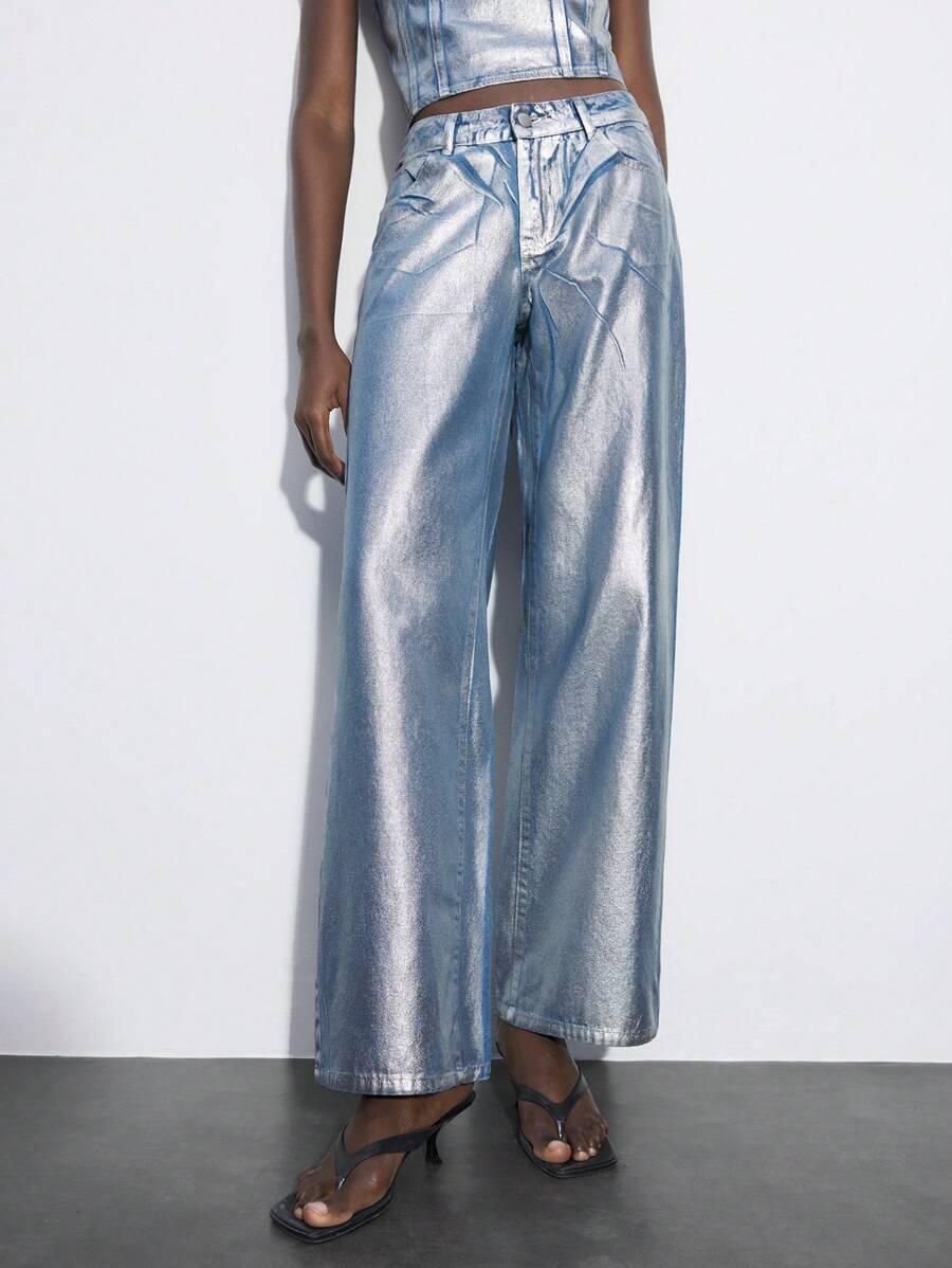 SPODNIE POŁYSK JEANS