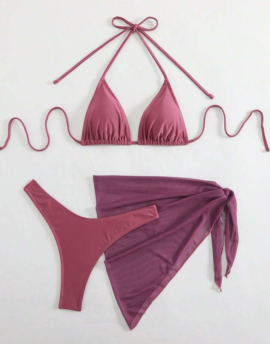 DWUCZĘŚCIOWY KOSTIUM KĄPIELOWY BIKINI PAREO KOMPLET