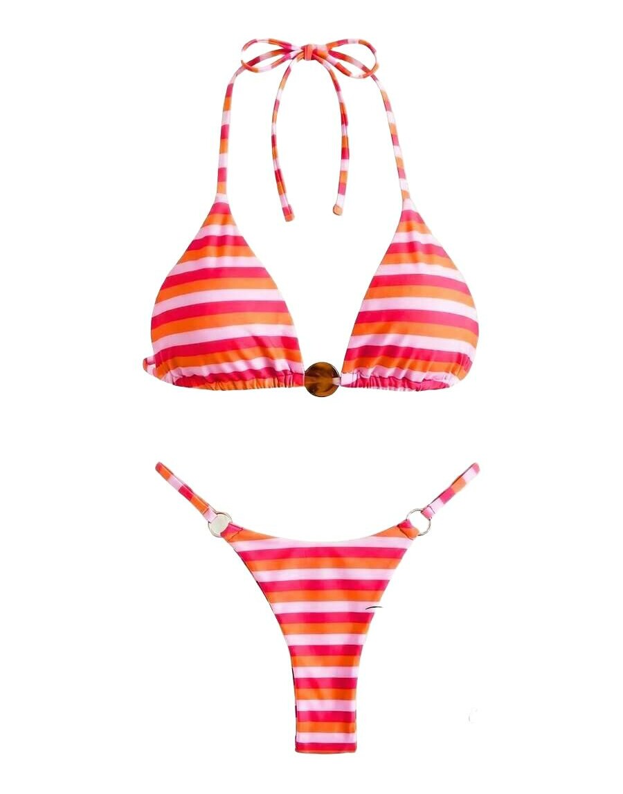 komplet bikini wzór paski