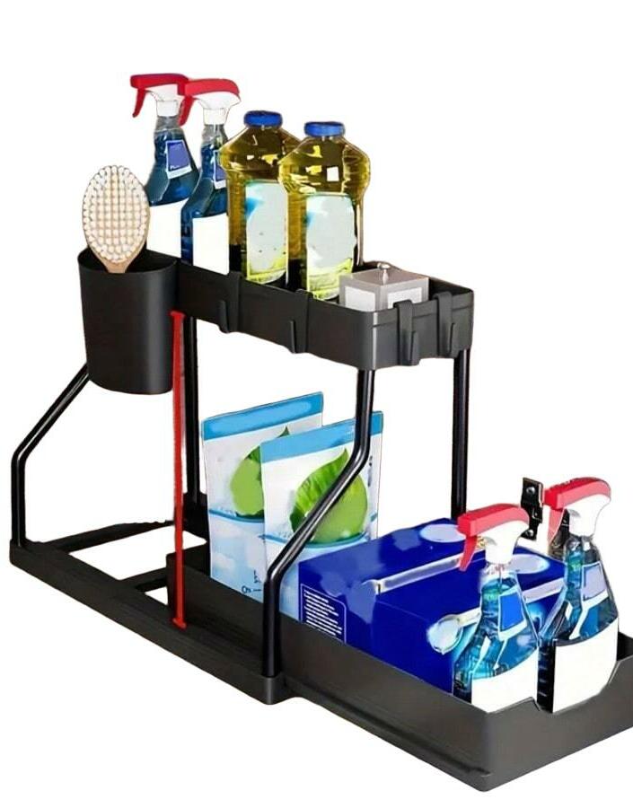 czarny dwupoziomowy organizer