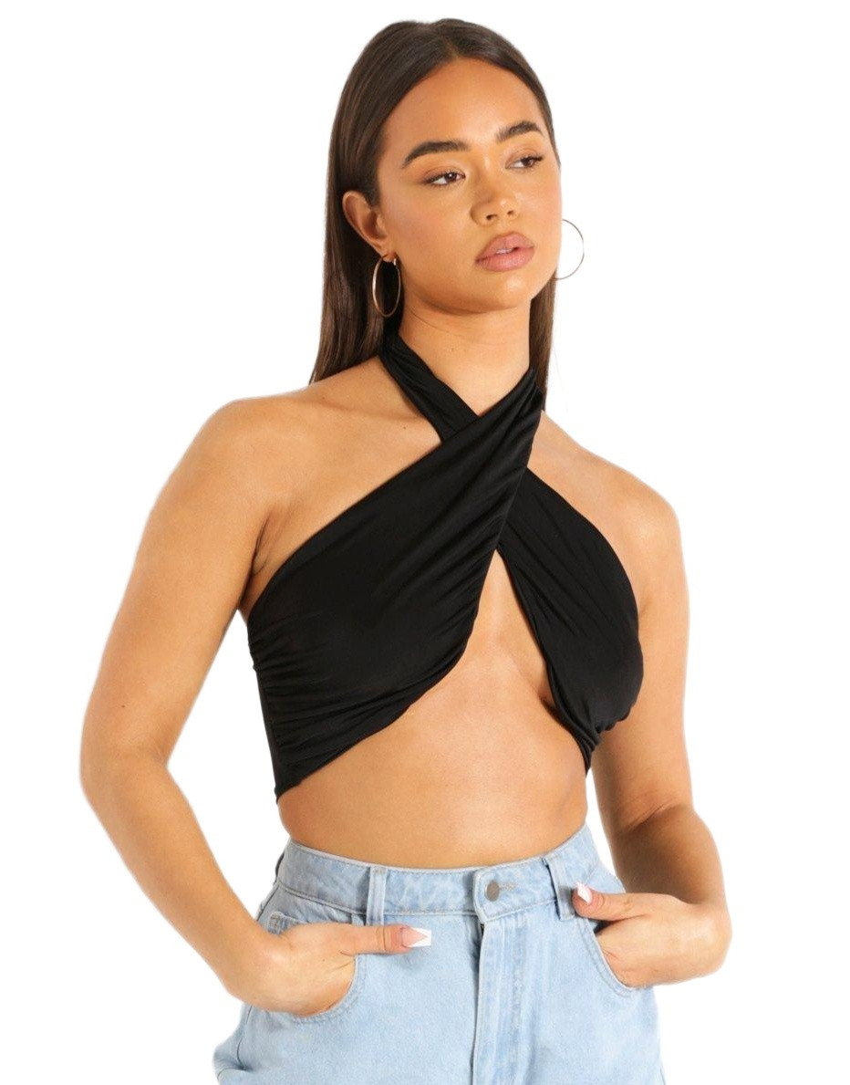 CZARNY CROP TOP