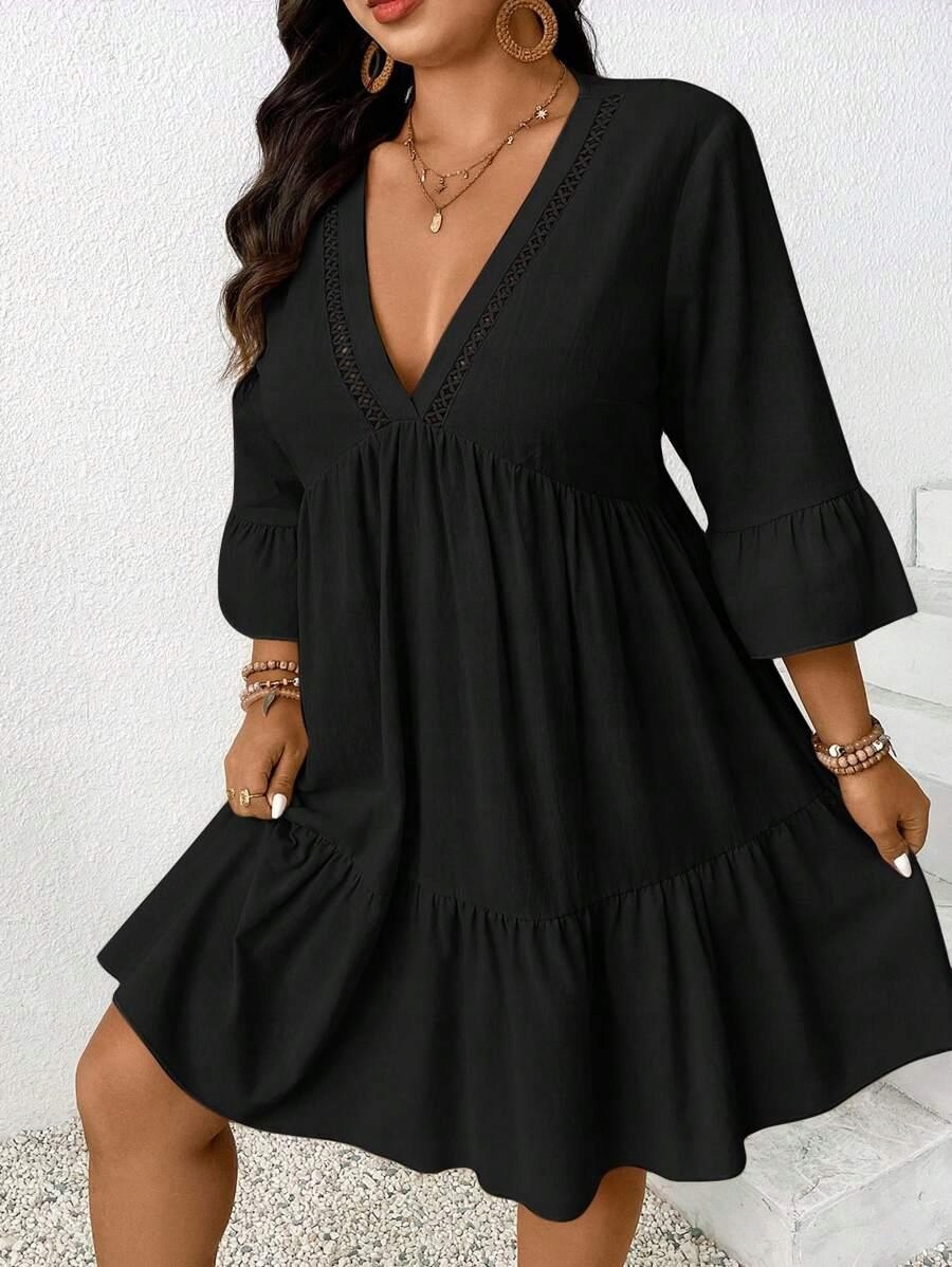 CZARNA SUKIENKA V-NECK 