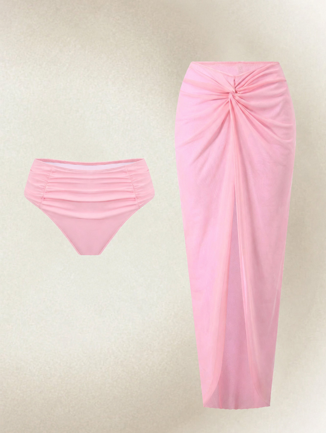 różowy dół od bikini pareo