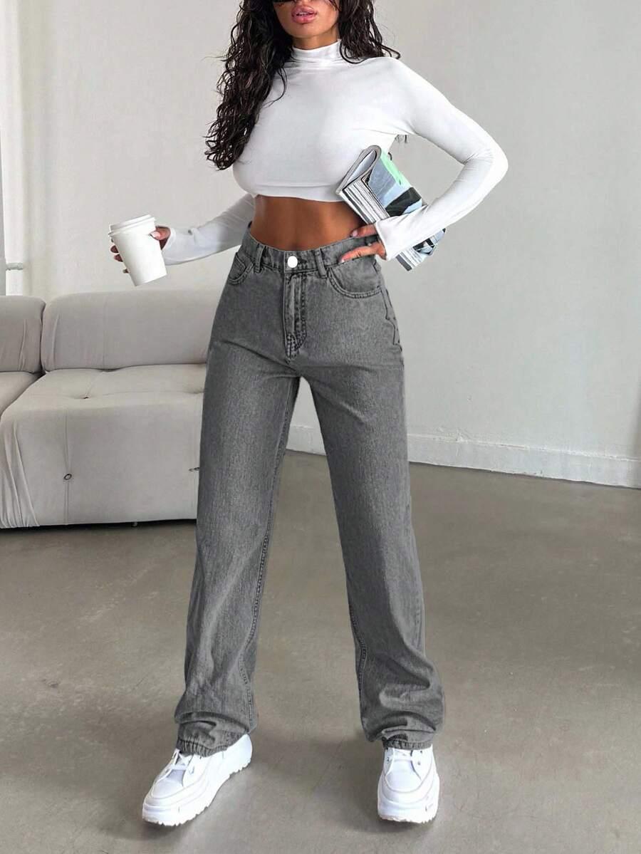 SZARE SPODNIE JEANS 