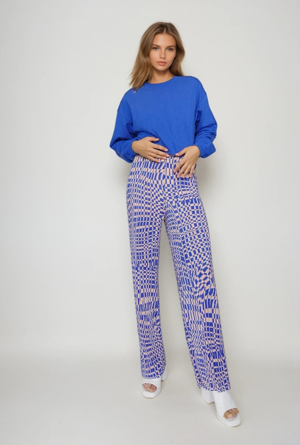 spodnie casual print kontrast