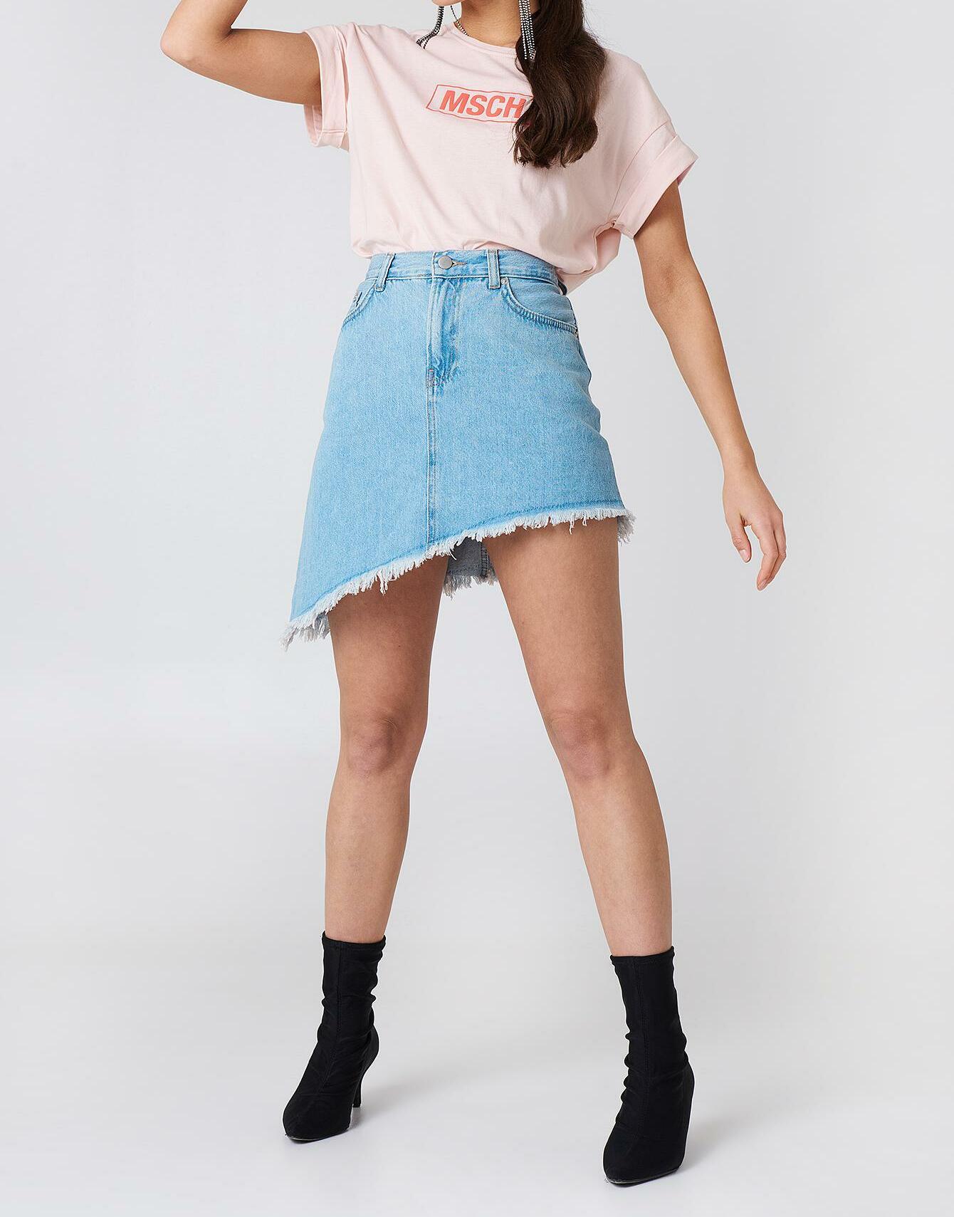 ASYMETRYCZNA MINI SPÓDNICA JEANS