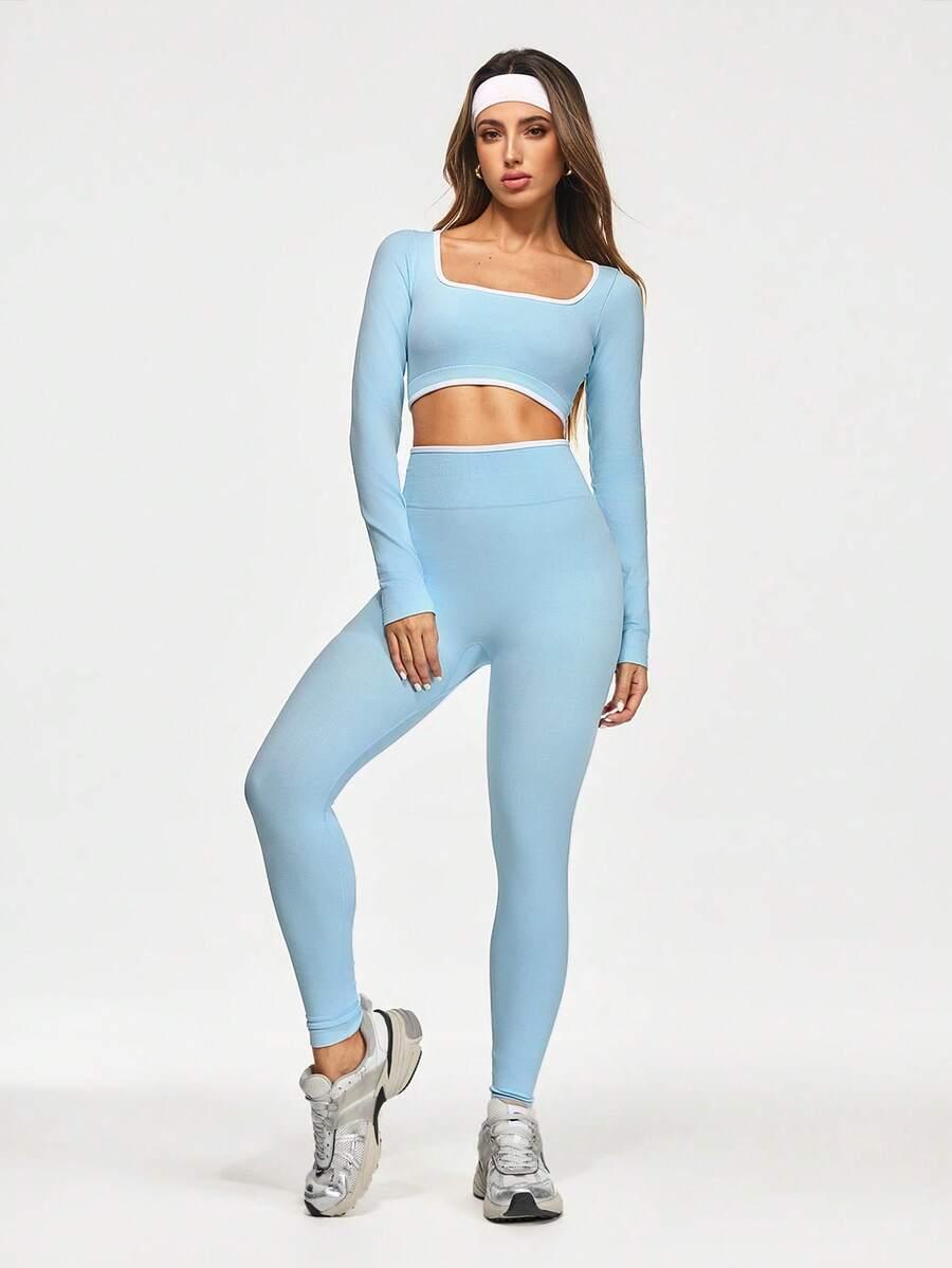 NIEBIESKIE LEGGINSY TOP ZESTAW