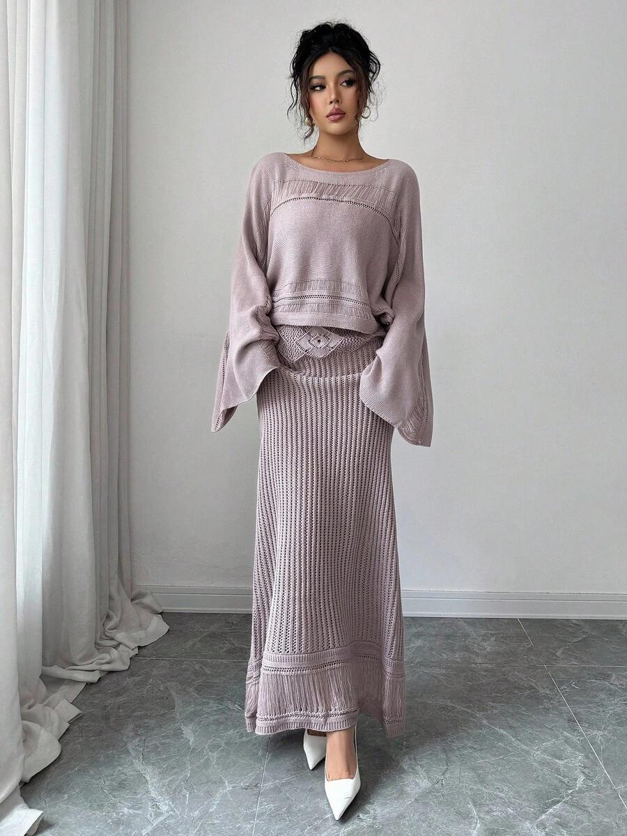 KOMPLET SWETER SPÓDNICA 