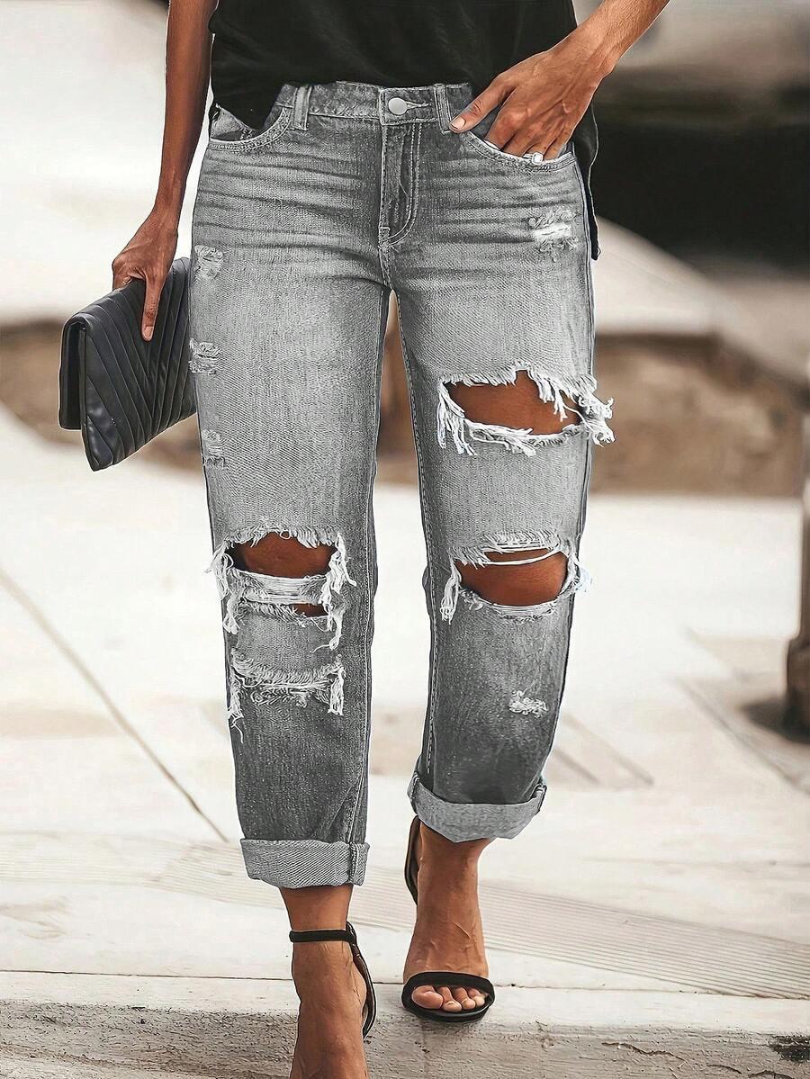 SZARE SPODNIE JEANS