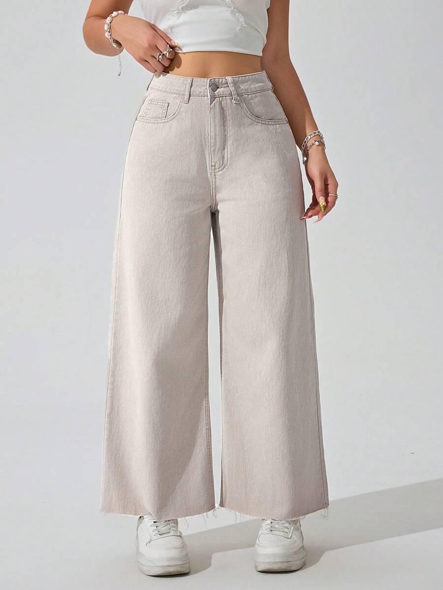 BEŻOWE SPODNIE JEANS