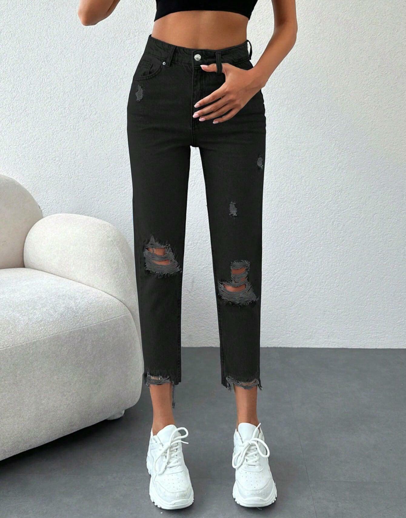 SPODNIE JEANS RIPPED