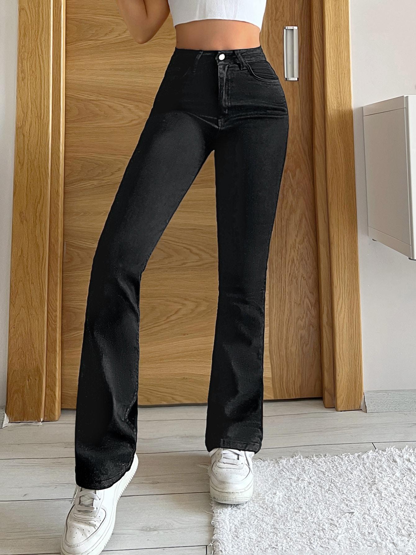 CZARNE SPODNIE JEANS DZWONY