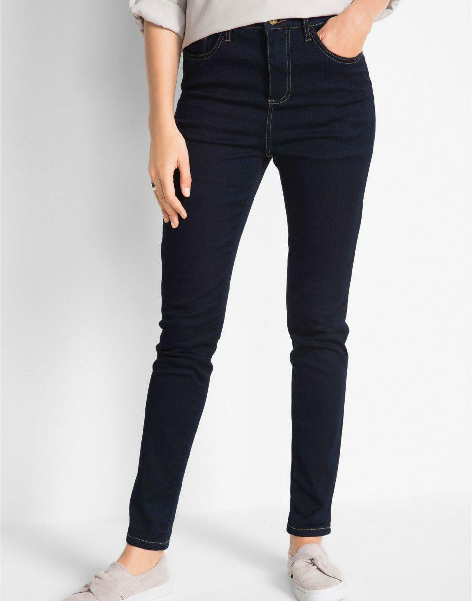 GRANATOWE SPODNIE JEANS RURKI WYSOKI STAN
