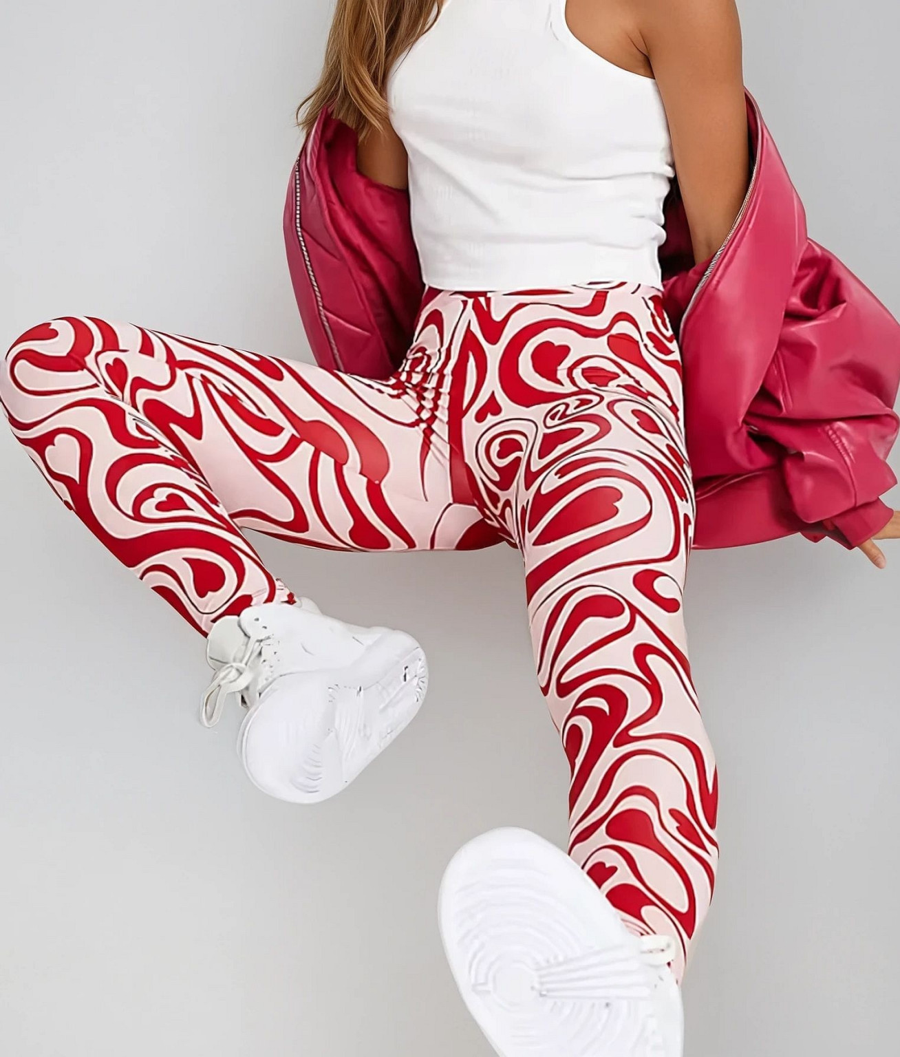 legginsy kontrast print