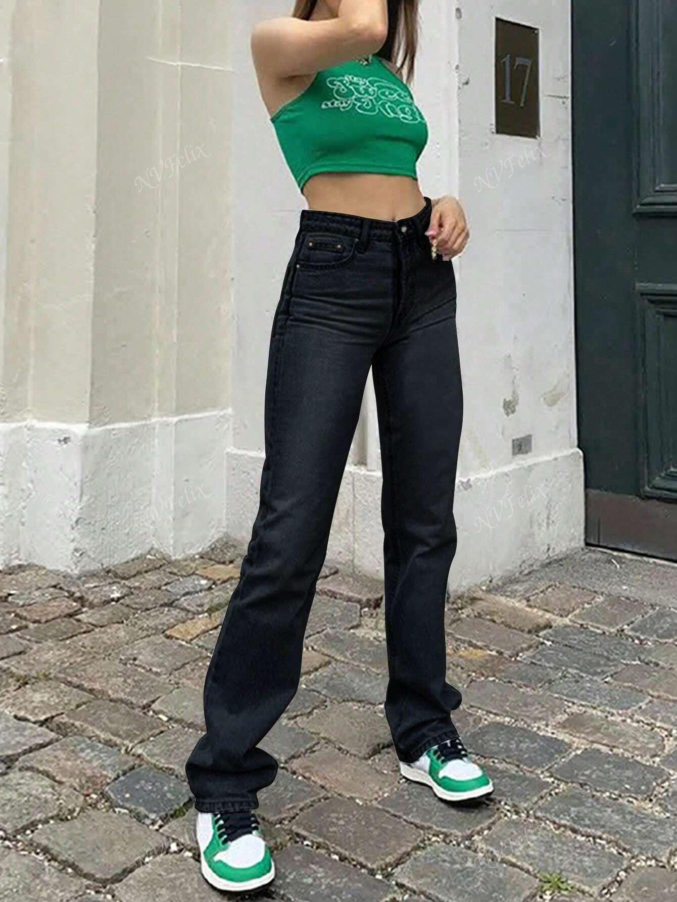 CZARNE SPODNIE JEANS 