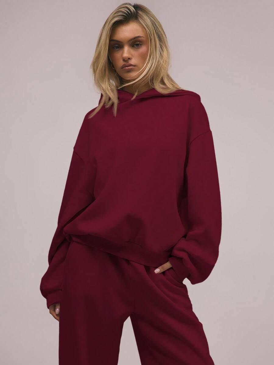 BORDOWA BLUZA Z KAPTUREM