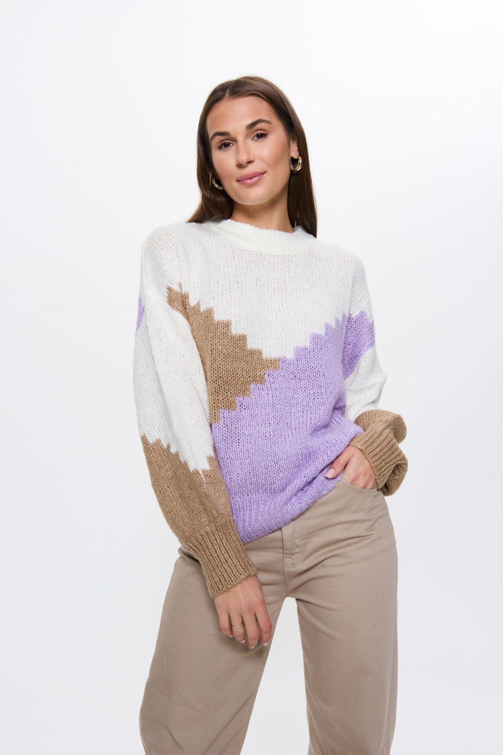 DZIANINOWY SWETER KONTRAST 1750024-44513