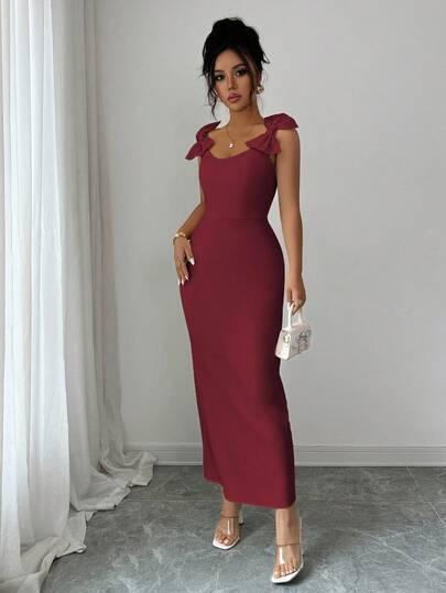 czerwona maxi sukienka 