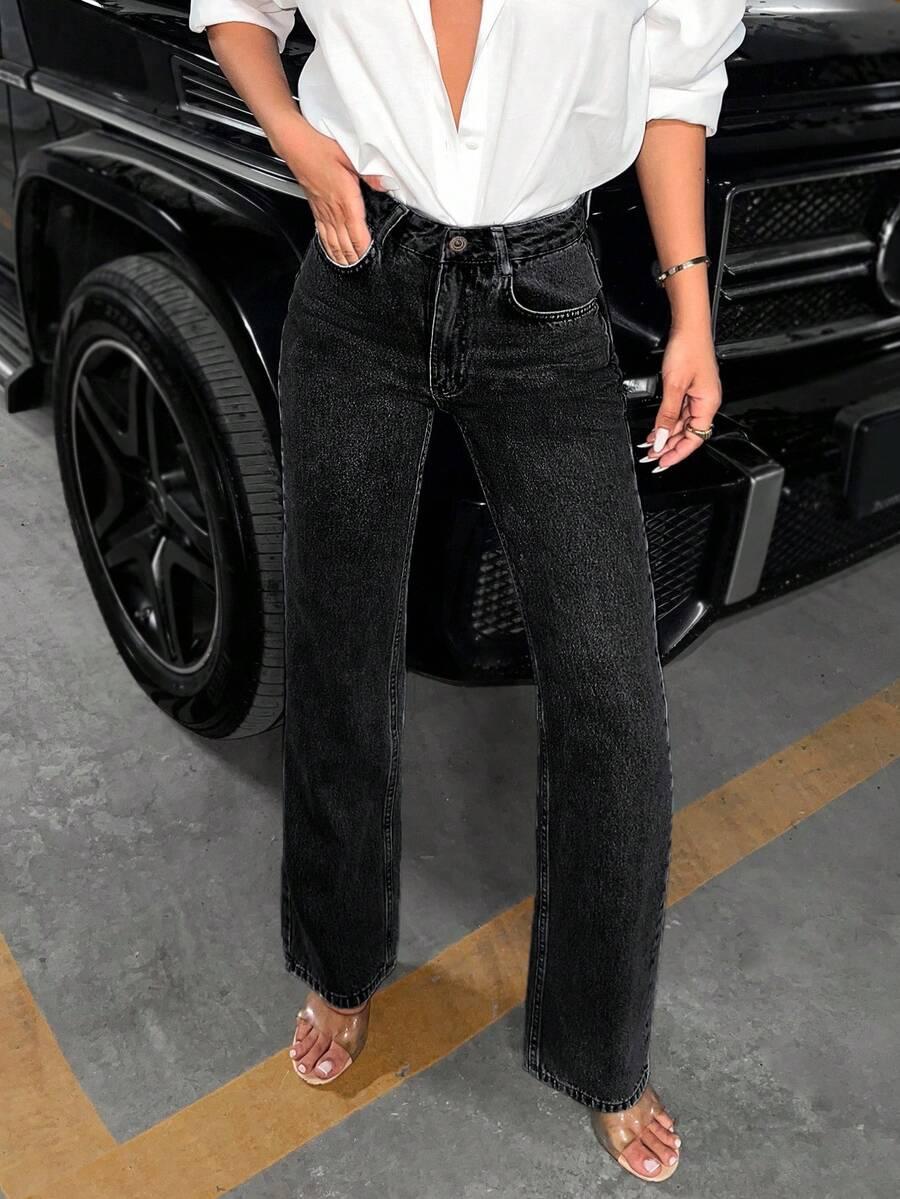 CZARNE SPODNIE JEANS