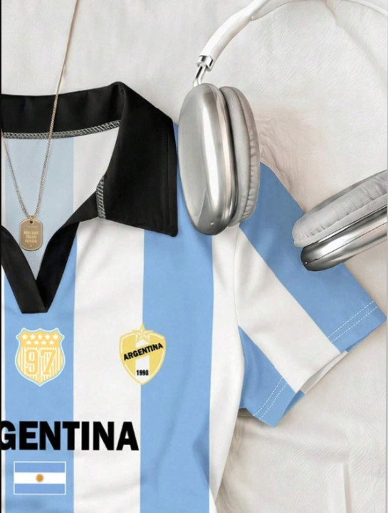 top kołnierzyk kontrast marszczenia argentina team