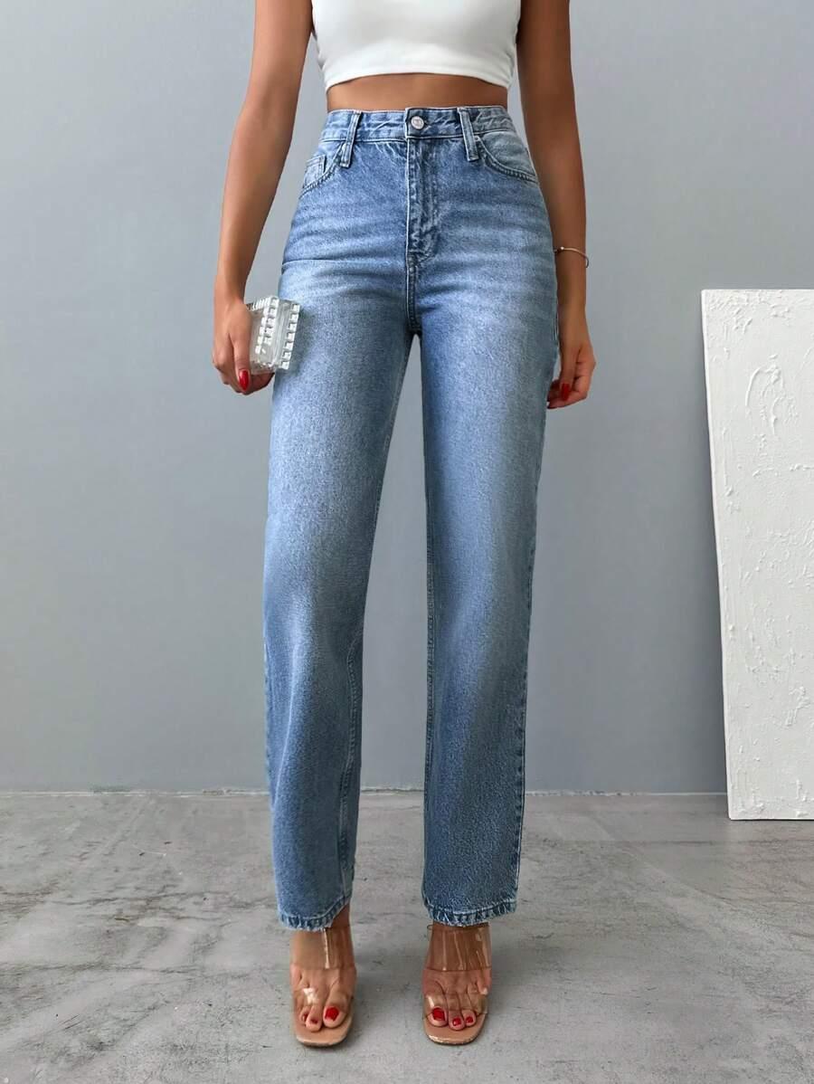 NIEBIESKIE PROSTE SPODNIE JEANS 