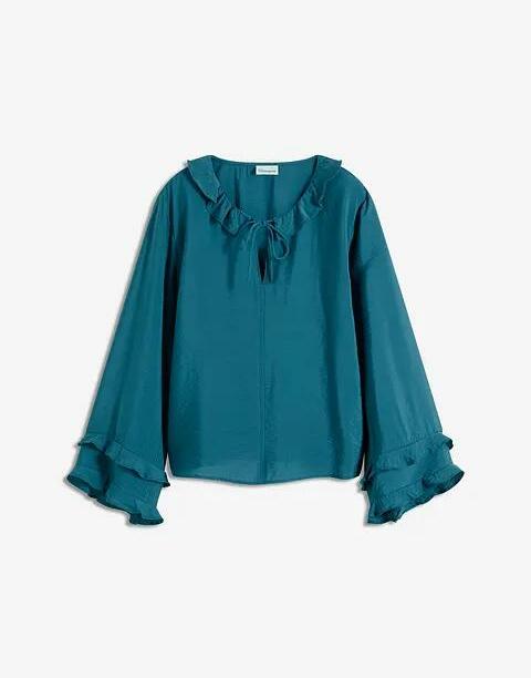 ELEGANCKA WISKOZOWA BLUZKA Z DEKOLTEM V - LUŹNY FASON